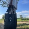 Unisex upcyled plastic crossbody tote bag- black - Image 3
